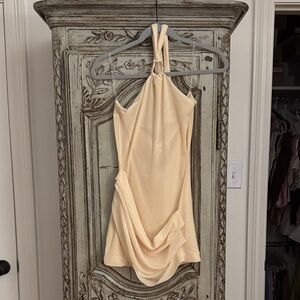 Peppermayo Cream Backless Halter Dress